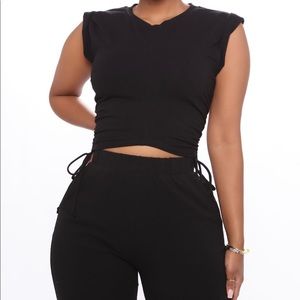 2 pc. black tank & jogger set